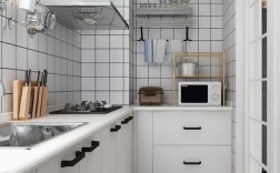 北欧厨房白色方形瓷砖（北欧厨房白色格子瓷砖图片）