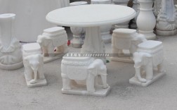 白色玉石桌凳（白玉石桌面）