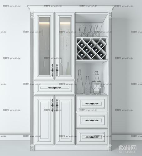 欧式白色酒柜照片（白色欧式酒柜效果图）-图2