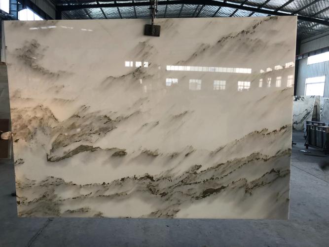 白色山水纹石材（山水纹石板）-图2