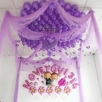 紫白色气球婚房设计（紫色白色气球）-图2