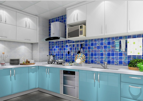 蓝白色厨房设计（蓝色的厨房装修效果图）-图2