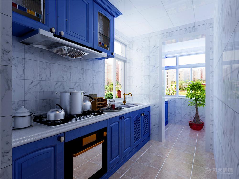 蓝白色厨房设计（蓝色的厨房装修效果图）-图3
