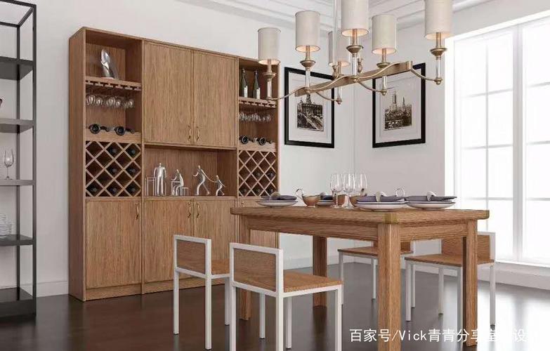 白色酒柜与原木色餐桌（白色酒柜配什么家具）-图3