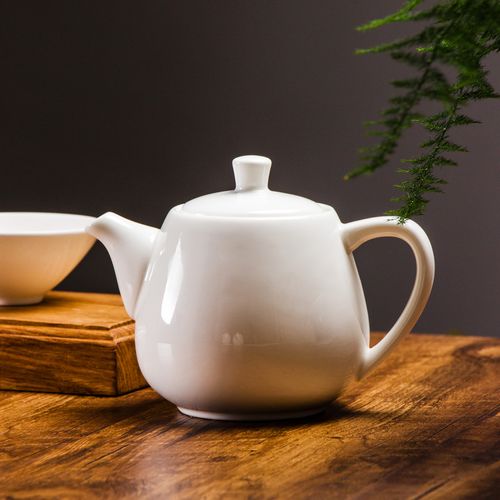 白色瓷器茶壶（白色陶瓷茶壶色彩单体）-图1