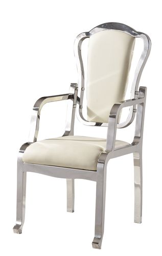 钢制白色餐椅图（白钢餐具）-图3