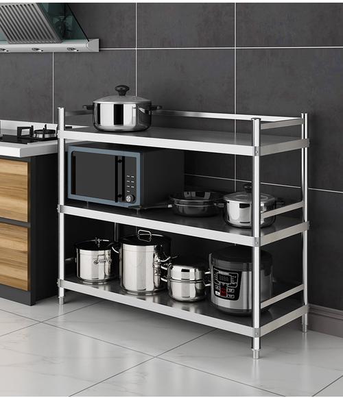 厨房置物架木制白色（厨房置物架黑色是不锈钢的吗）-图3