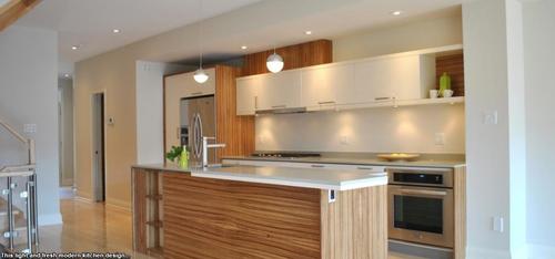 木纹和白色厨房（橱柜木纹色好看还是纯色好看）-图3